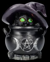 Witch Cat Figurine in a Cauldron - Peek-a-Brew
