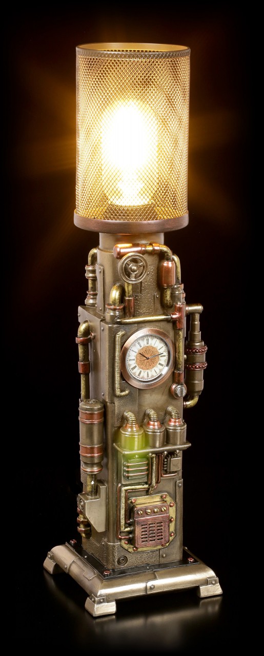 Steampunk Lampe mit Uhr