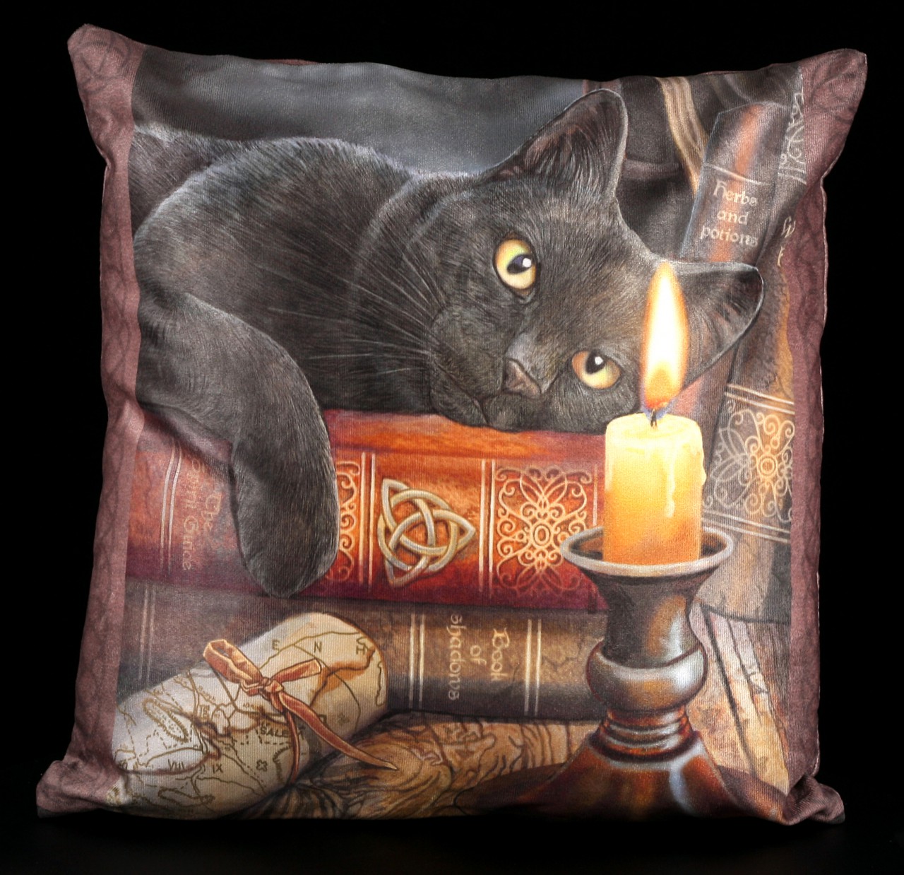 Soft Textile Cushion with Cat - Witching Hour