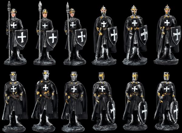 Knight Figurines - Crusader Set of 12 black 8 cm