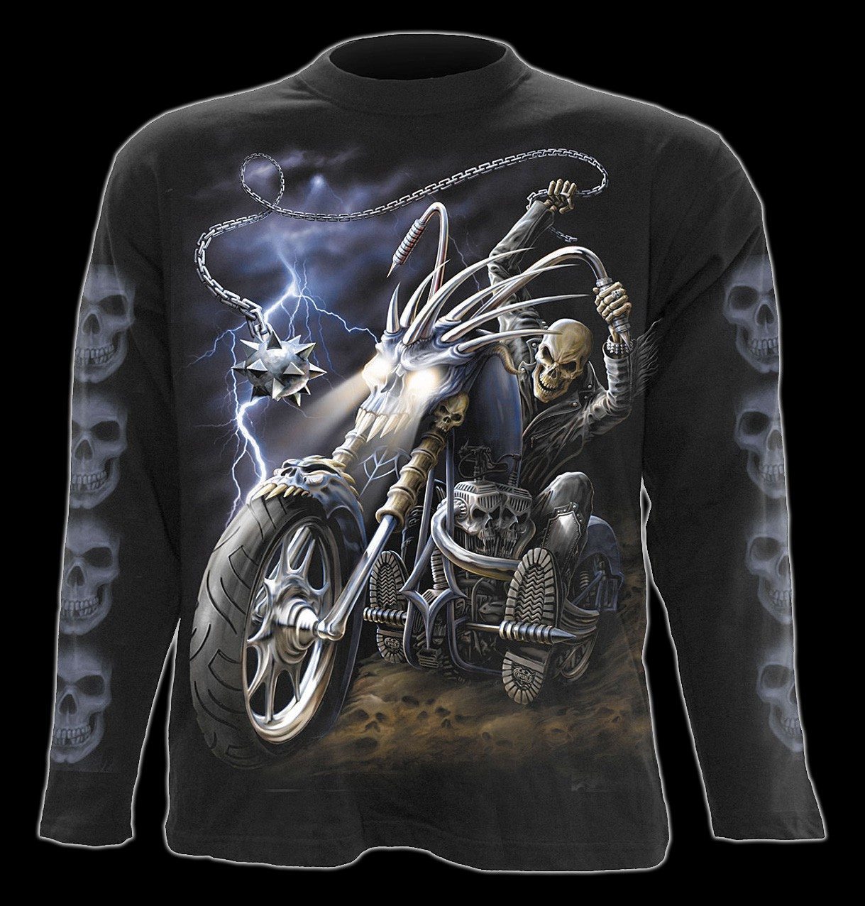 Langarmshirt - Skelett Biker - Ride to Hell