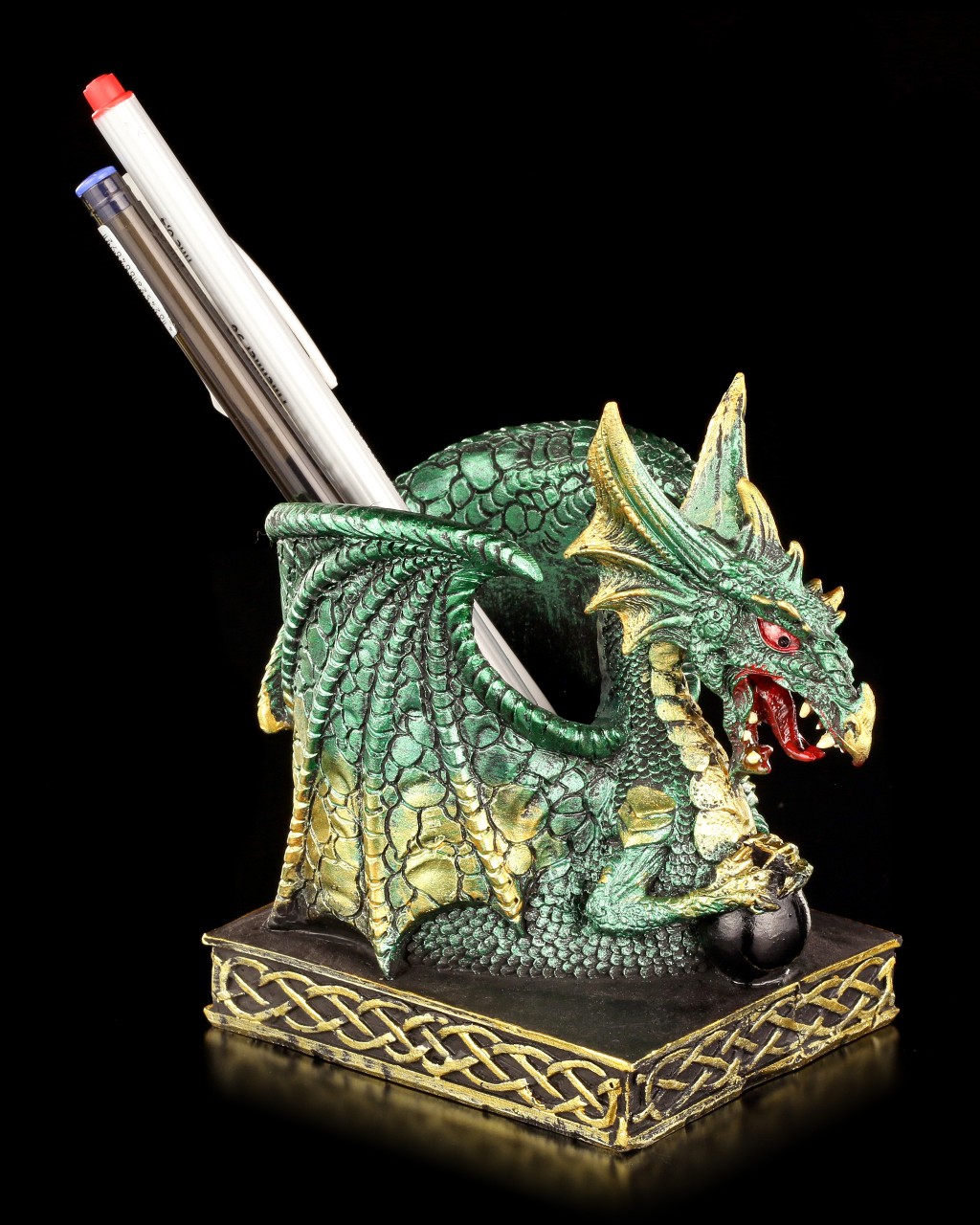 Dragon Pen Holder - Emerald green