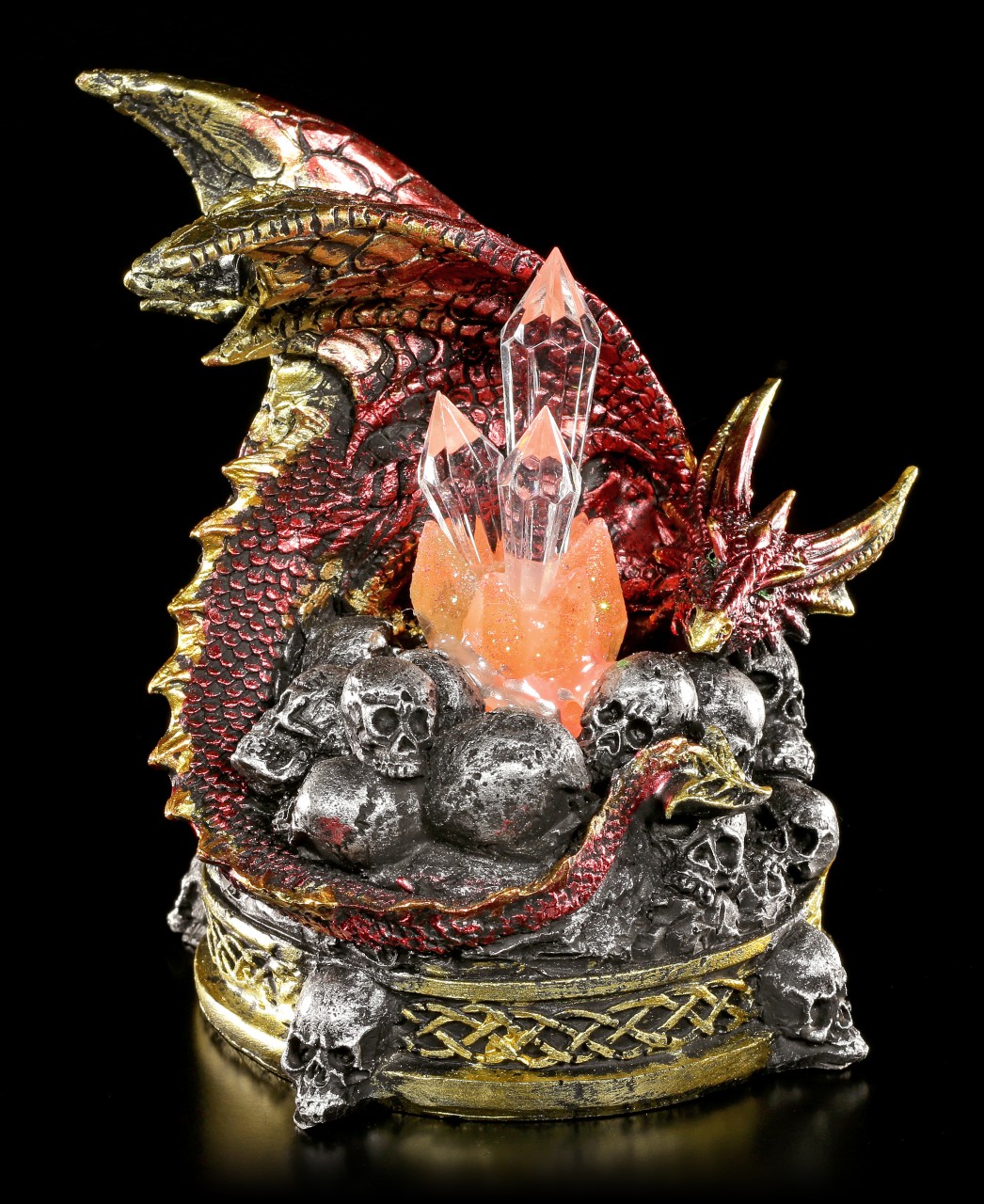 Dragon Figurine with LED Lighting - The Crystal Guardian - red
