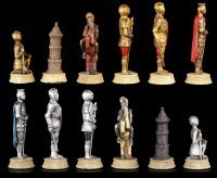 Schachfiguren Set - Ritter Gold und Silber