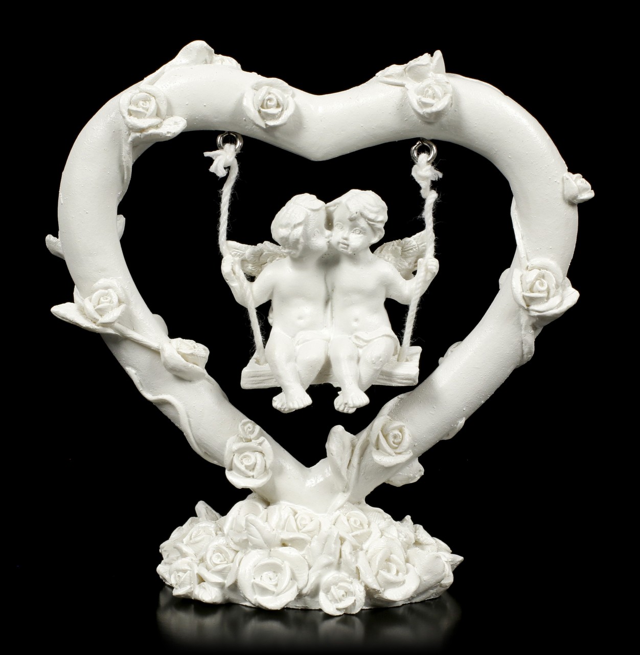 Angel Figurines - Cherubs on Heart Swing
