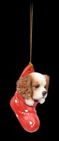 Christbaumschmuck Hund - King Charles Spaniel im Strumpf