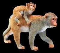 Gartenfigur Affen - Mama trägt Baby