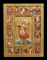 Wandrelief Ikone - Heiliger Erzengel Michael - bunt