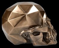 Bronzed Skull Figurine with Polygon
