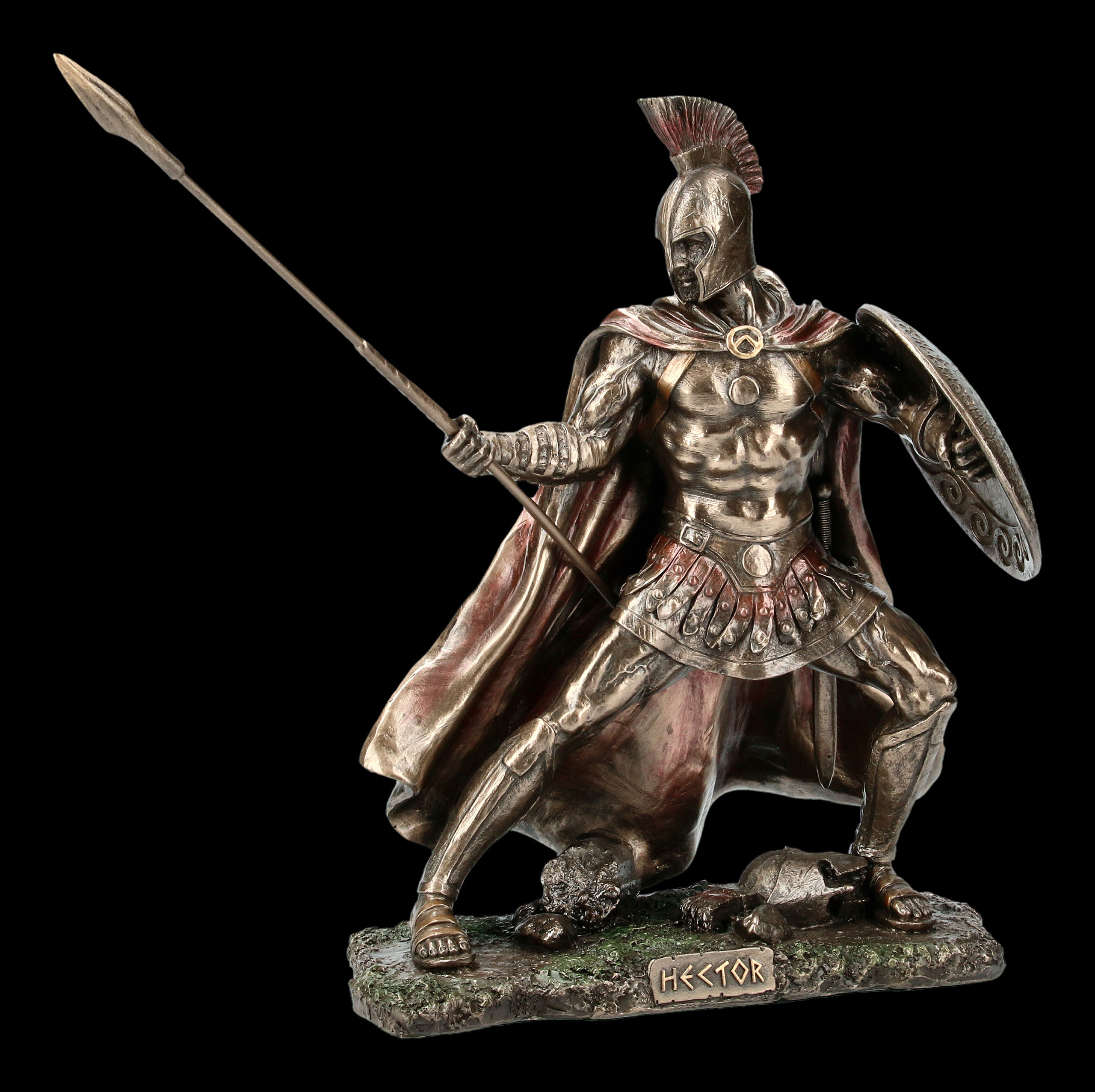 Veronese Held Statue Deko Mit Speer und Schild zum Angriff Hektor Figur 