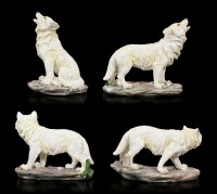 Wildes Rudel Weiße Hunde Deko Geschenk Wolf Figuren 4er Set 