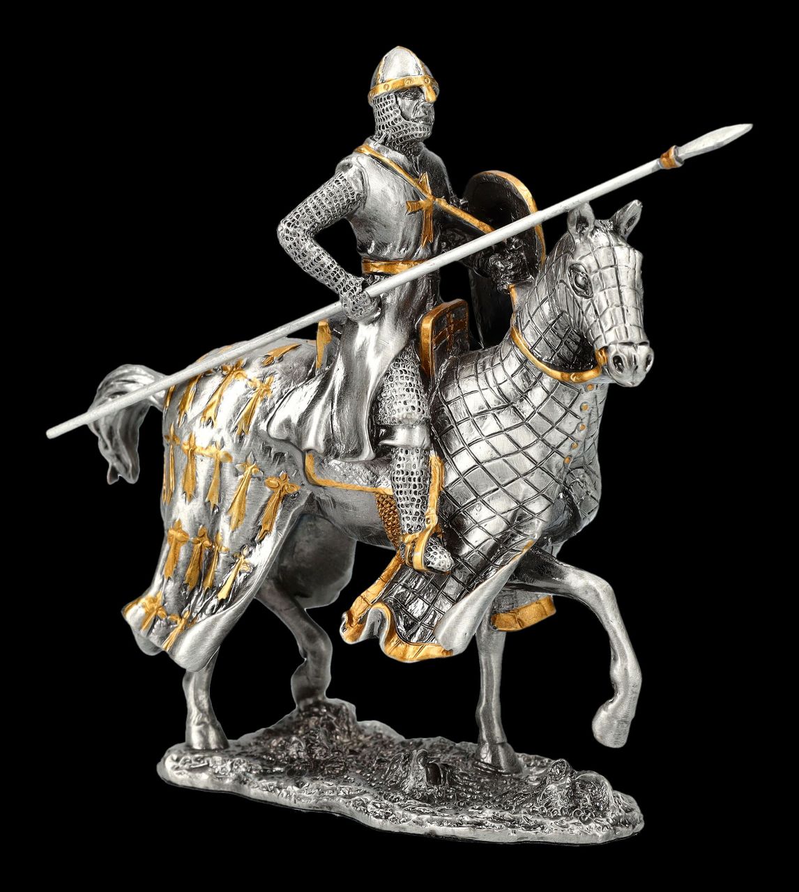 Pewter Figurine - Knight with Horse and Lance