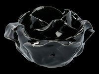 Candle Holder - Black Ceramic Rose - large