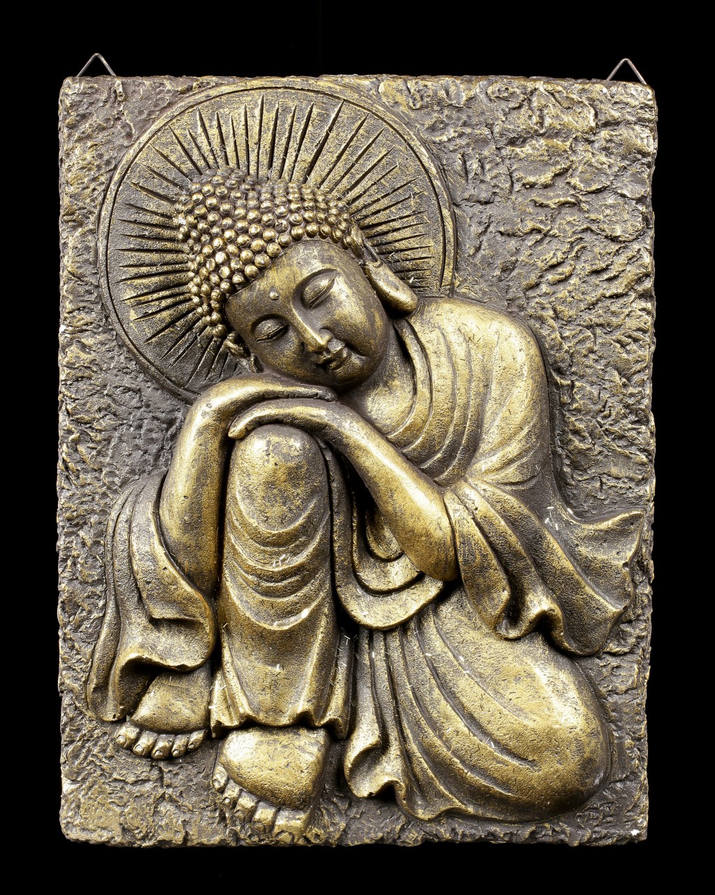 Goldfarbenes Buddha Wandrelief