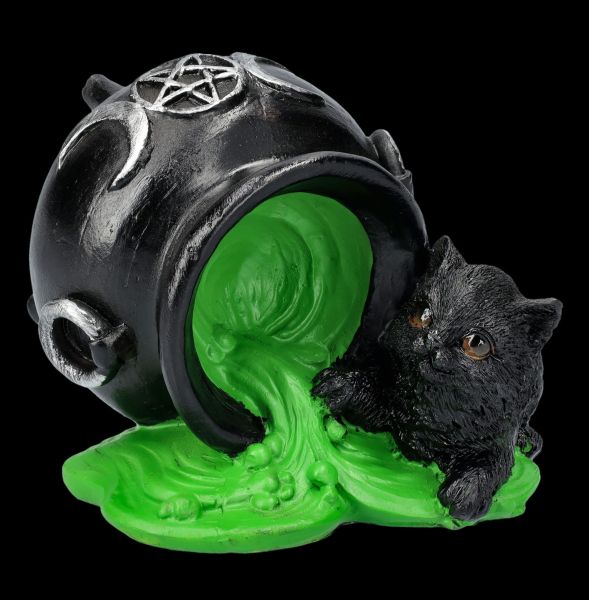 Witch Cats Figurine Throws Cauldron Over