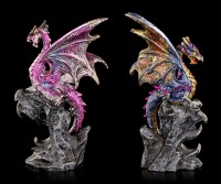 Drachen Figuren mit Schmucksteinen 2er Set - Beschützer des Königreichs