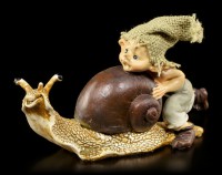 Pixie Goblin Figurine with Snail - Let's Go!