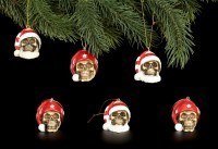 Christmas Tree Decorations - Santa Skulls Mix - Set of 6