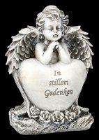 Grab Engel Figur mit Herz - In stillem Gedenken