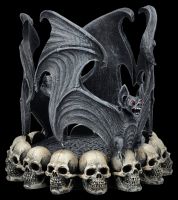 Candle Holder - Bats with Skulls