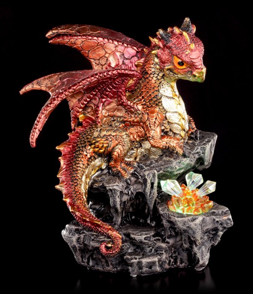Dragon Figurines orange with LED - Amberz with Crystals