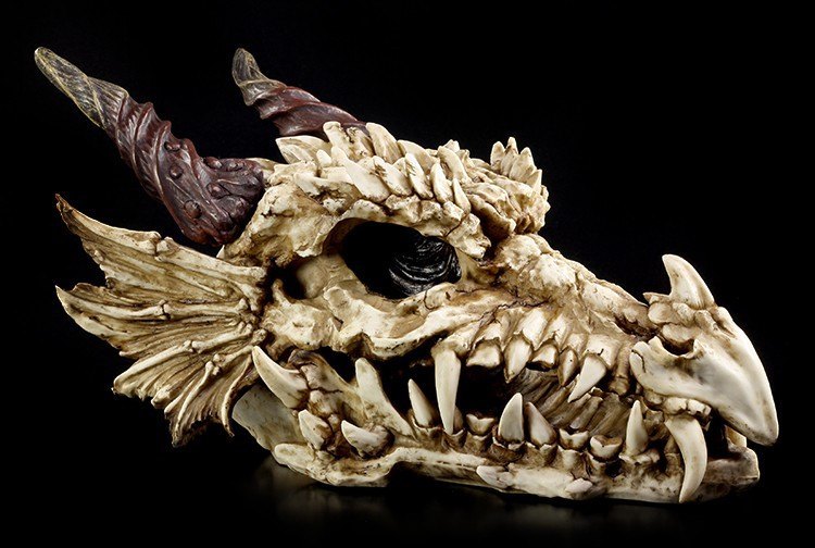 Deko Totenkopf mit Wolfskopf Totenschädel Tintenfisch Dekoobjekt Gothic 15,5 cm