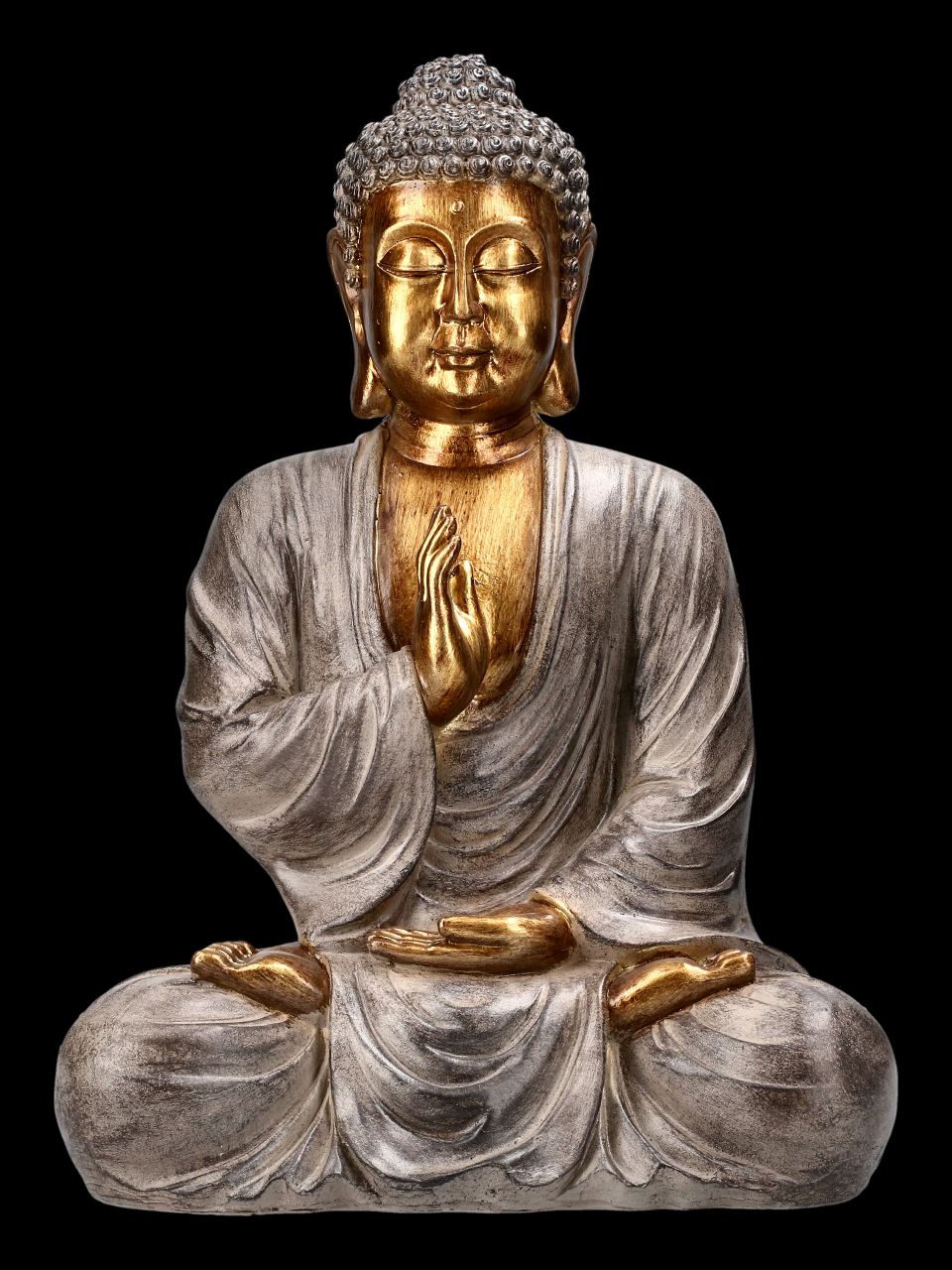 Buddha Figur sitzend mit Gold Finish