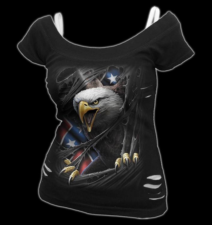 Rebel Eagle - 2in1 Ripped Shirt