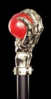 Spazierstock mit roter Kugel Knochenhand