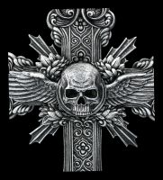 Wall Plaque - Crucifix Cross Skull and Wings
