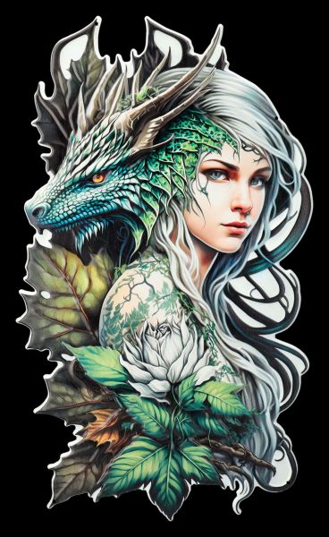 Metal Sign - Magical Beauty with Dragon