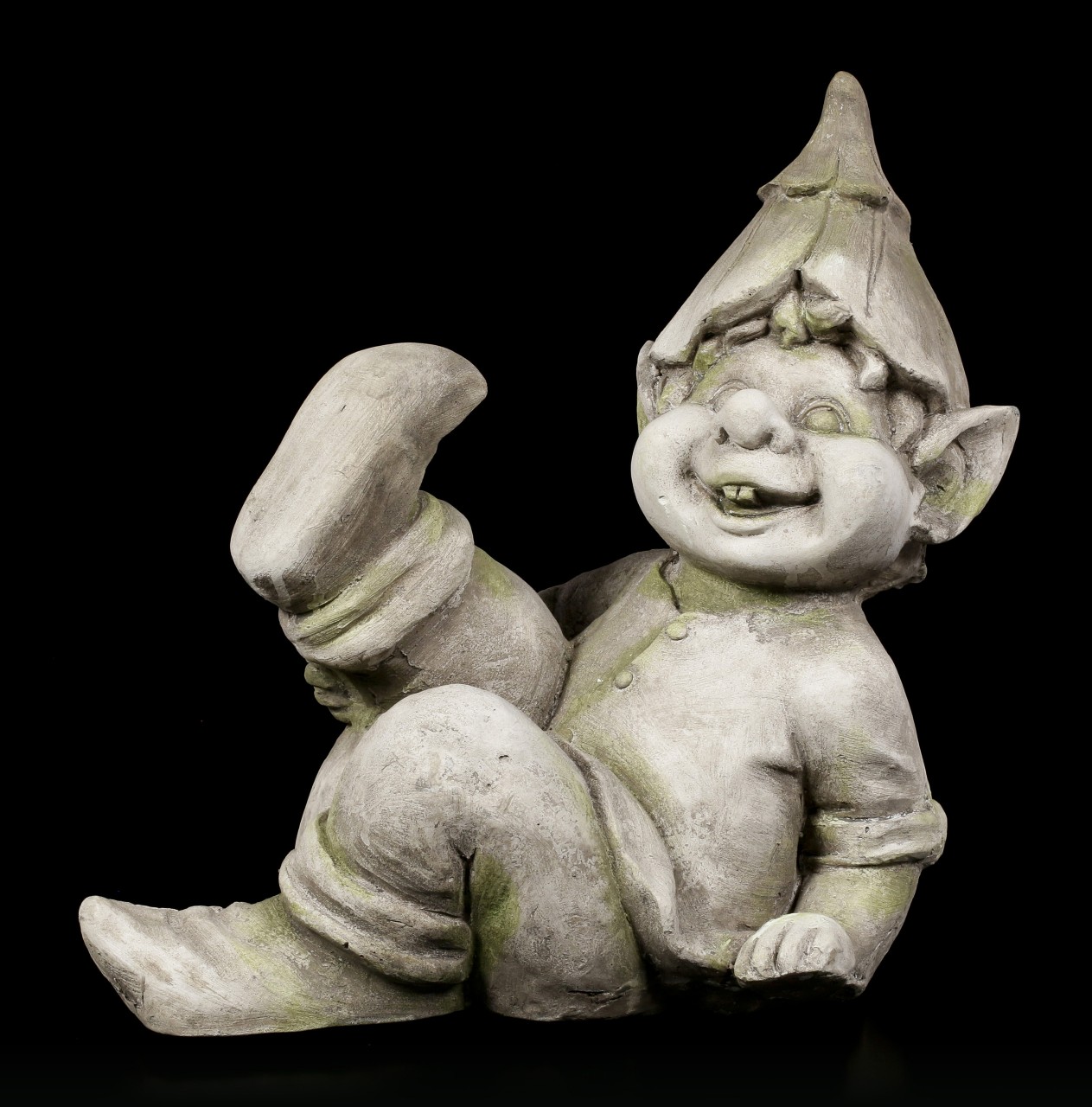 Troll Gartenfigur - Am Boden lachend