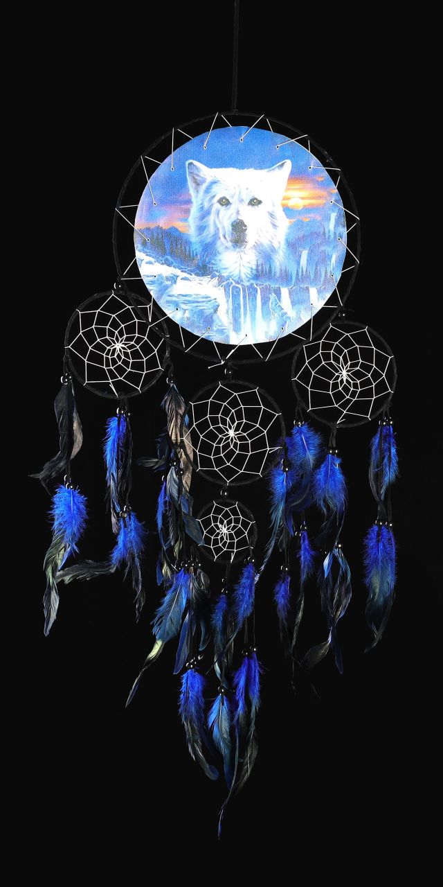 Dreamcatcher with Wolf and Feathers XL