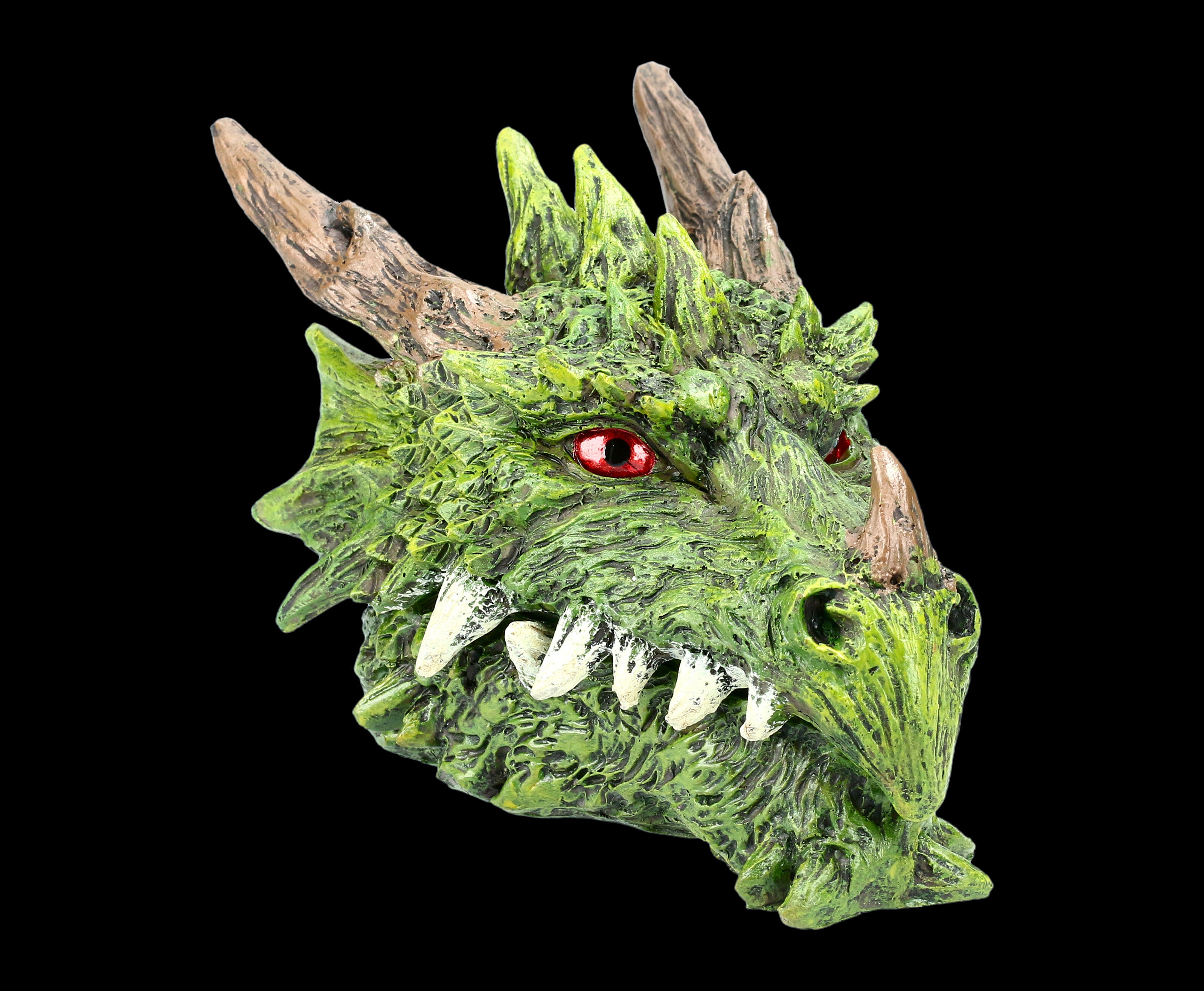 Drachen Kopf Wandrelief mit LED Augen Schädel Gothic Fantasy Deko Figur Geschenk 