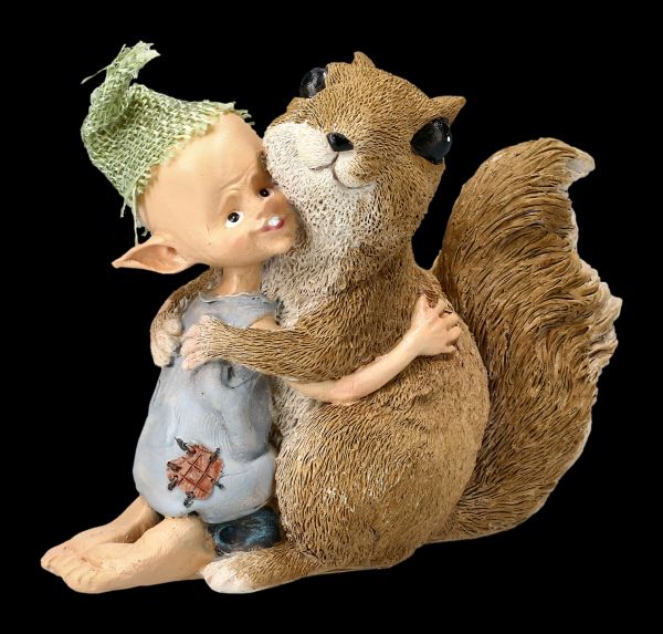 Pixie Goblin Figurine - Squirrel Cuddling