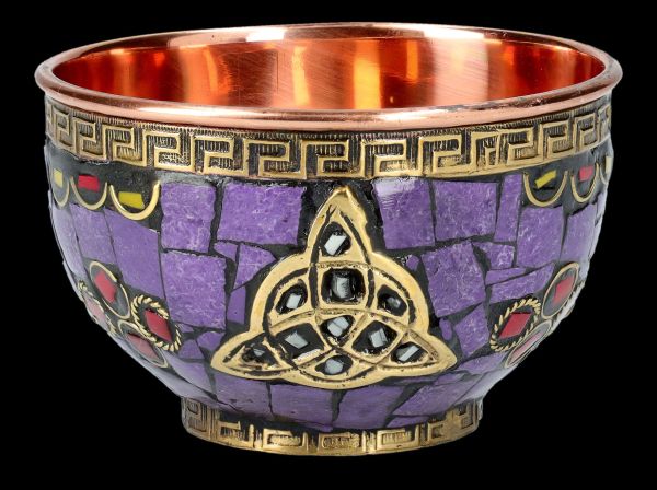 Ritual Kupfer Schale mit Triquetra lila