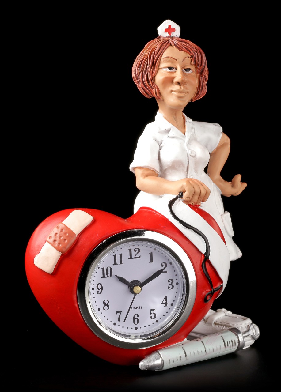 Funny Job Table Clock - Nurse with Heart