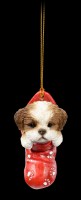Christbaumschmuck Hund - Shih Tzu im Strumpf