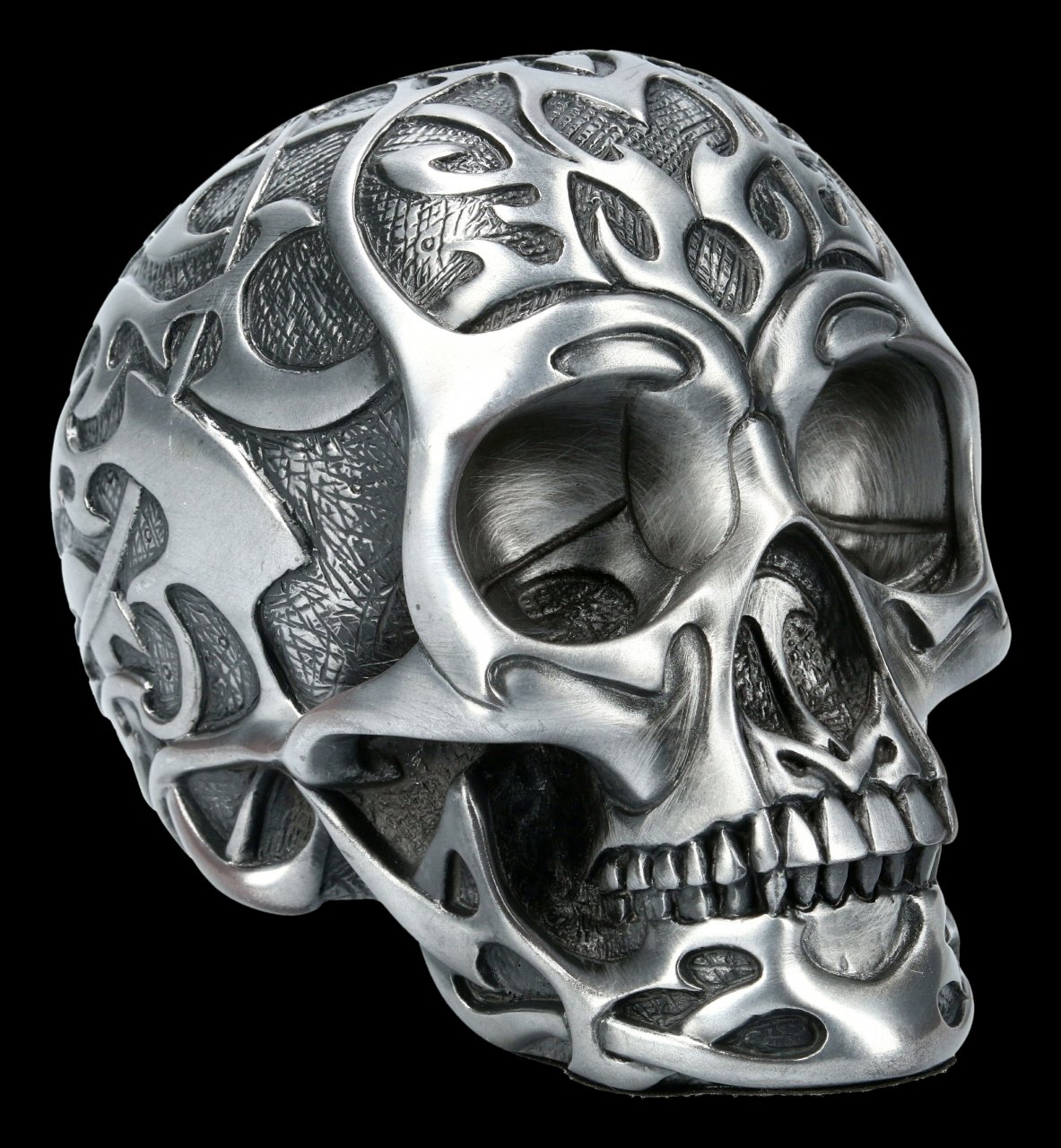Totenkopf - Tribal Skull medium silber