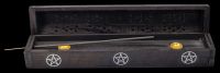 Räucherhalter Set - Holzbox mit Pentagramm