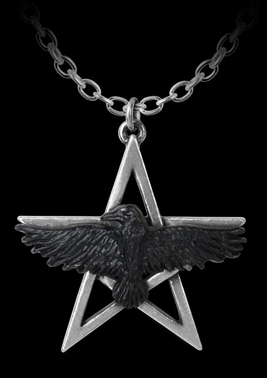 Alchemy Pentagram Necklace with Raven - Ghost-seer