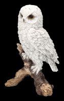 Snowy Owl Figurine Sitting on Branch
