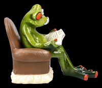 Lustige Frosch Figur - Opa liest Zeitung