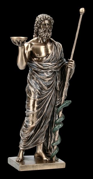 Hippokrates Äskulap Aesculap 26 cm bronzierte Figur,Veronese Kollektion,Neu
