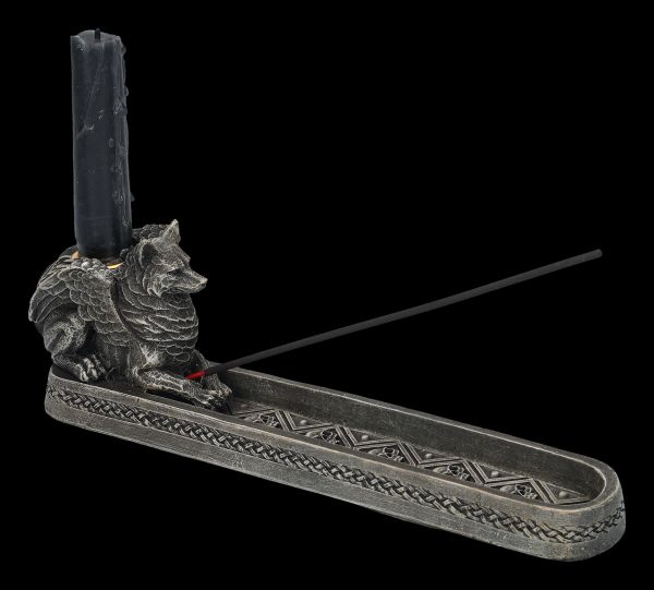 Incense Candle Holder - Winged Wolf