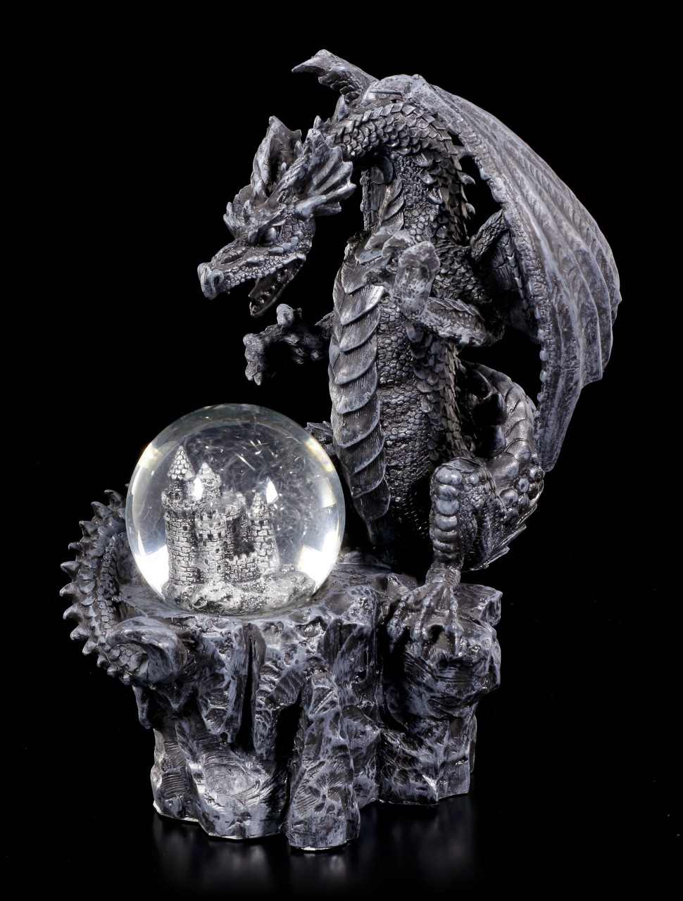 Dragon Figurine with Castle Snow Globe