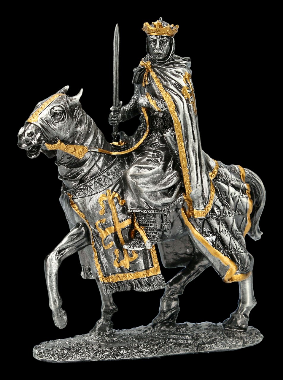Zinn Ritter Figur - König mit Pferd