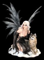 Fairy Figurine Nara with Grey Wolf