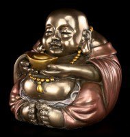Happy Buddha Figurine - Sitting with Gold Bowl