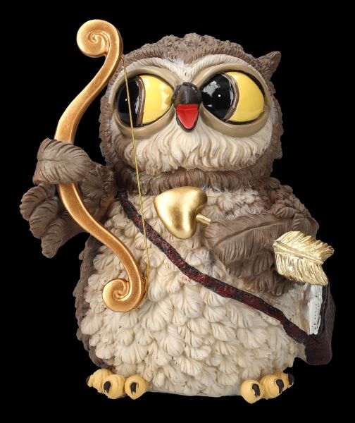 Funny Owl Figurine Large - Cupid with Bow